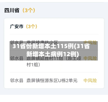 31省份新增本土115例(31省新增本土病例12例)