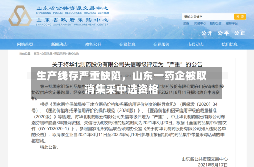 生产线存严重缺陷	，山东一药企被取消集采中选资格-第2张图片