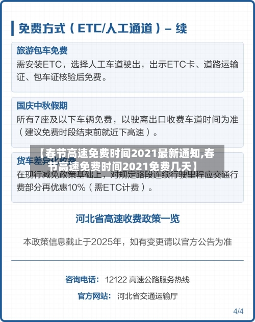 【春节高速免费时间2021最新通知,春节高速免费时间2021免费几天】