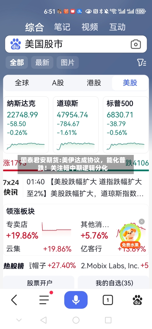 国泰君安期货:美伊达成协议,能化普跌!关注短中期逻辑分化